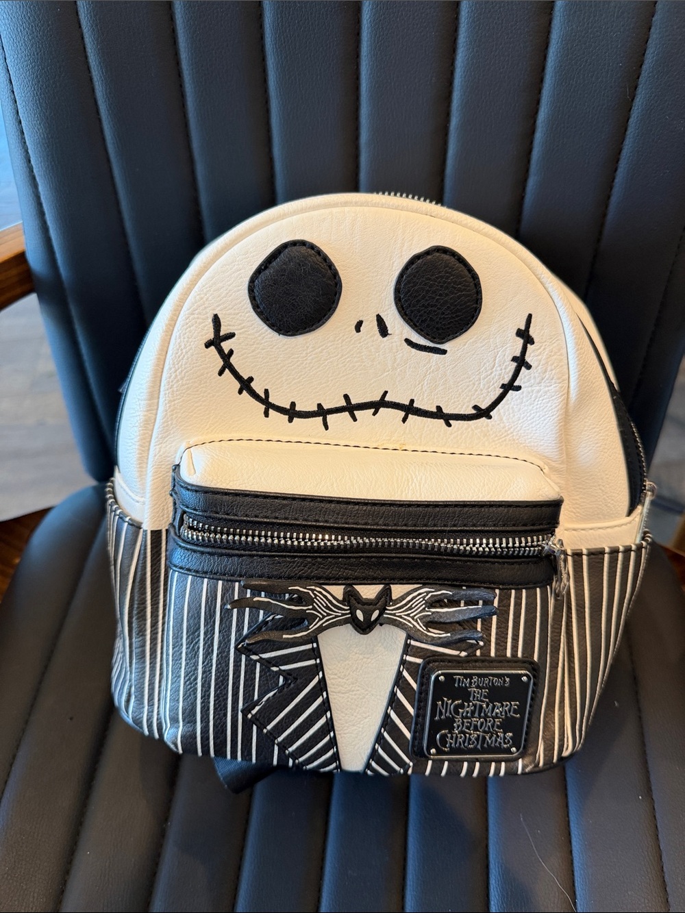 Loungefly Jack Skellington Pinstripe Mini Backpack - White & Black